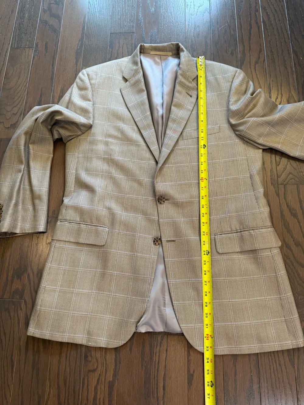 BURBERRY LONDON Classic Silk Wool Blend Windowpane Plaid Sport Jacket 44 LONG